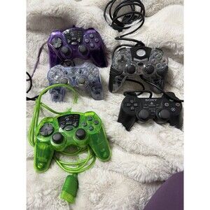 Lot 5 Sony PlayStation PS1 PS2 Controllers DualShock + Mad Catz. Read